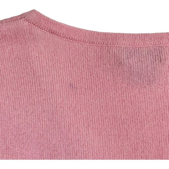 Halogen 100% Cashmere Long Sleeve V-Neck Knit Pullover Sweater Pink Women Large - Picture 4 of 8